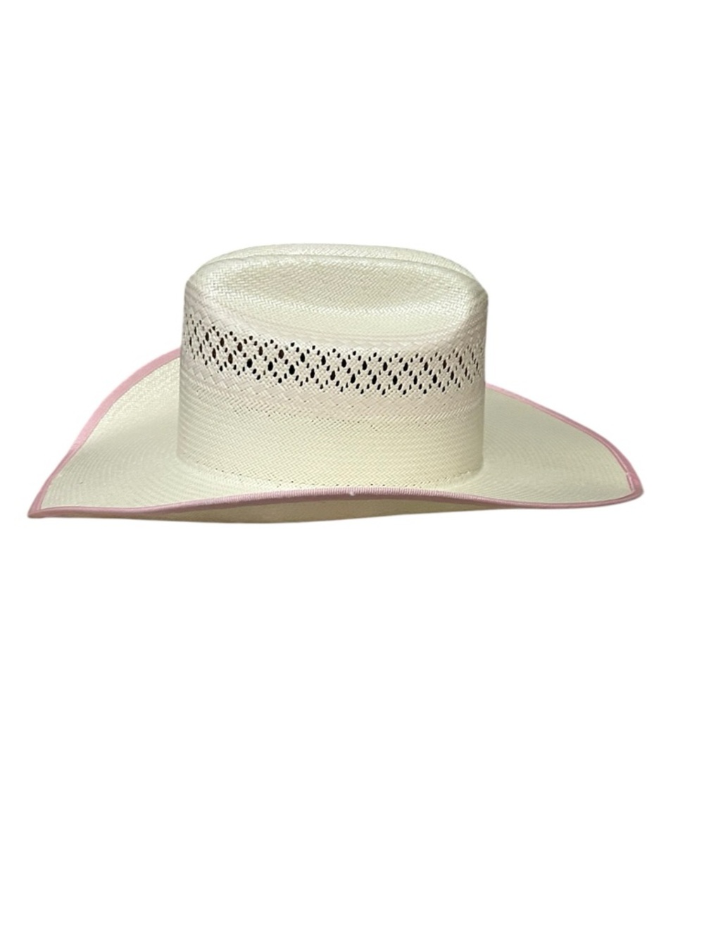 Tony Lama Straw Cowboy Hat with Pink Trim - Picture 4 of 10